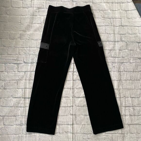 Willi Smith women L velour matching suit w/zip up jacket and cargo pants black - Picture 8 of 16